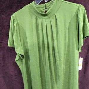 Style&Co Green Mock Turtleneck Pleats 3X